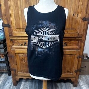 Harley Davidson Skull Pistons Tank Top Womens Black Steel City Washington PA S M